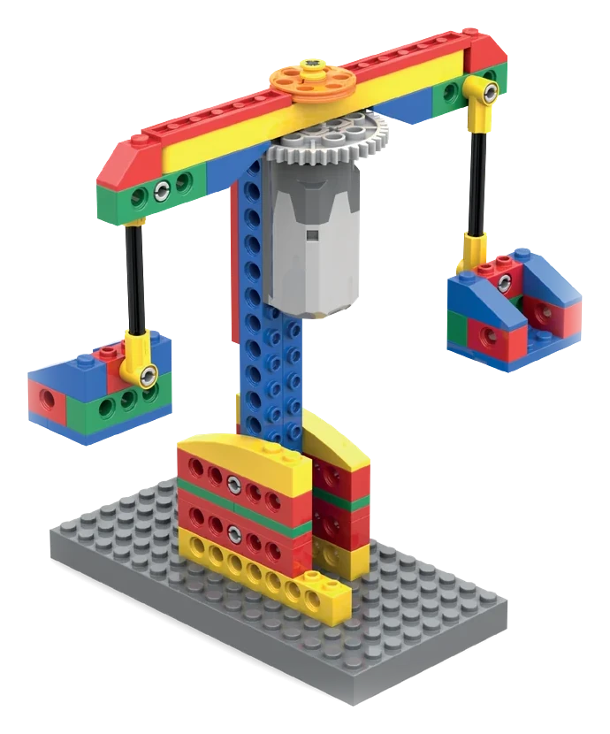 Brick-built carousel with motor