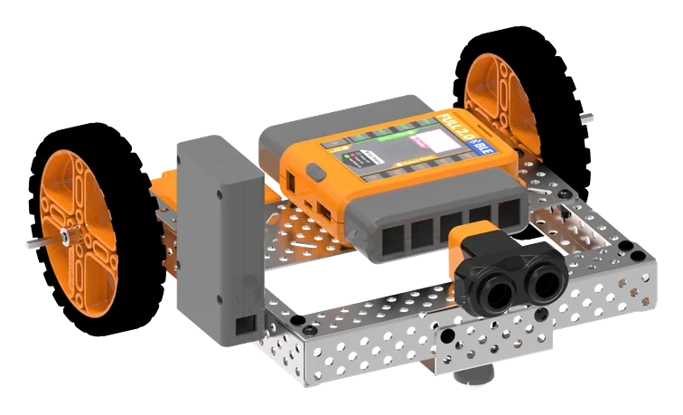 Robot with an ultrasonic obstacle sensor